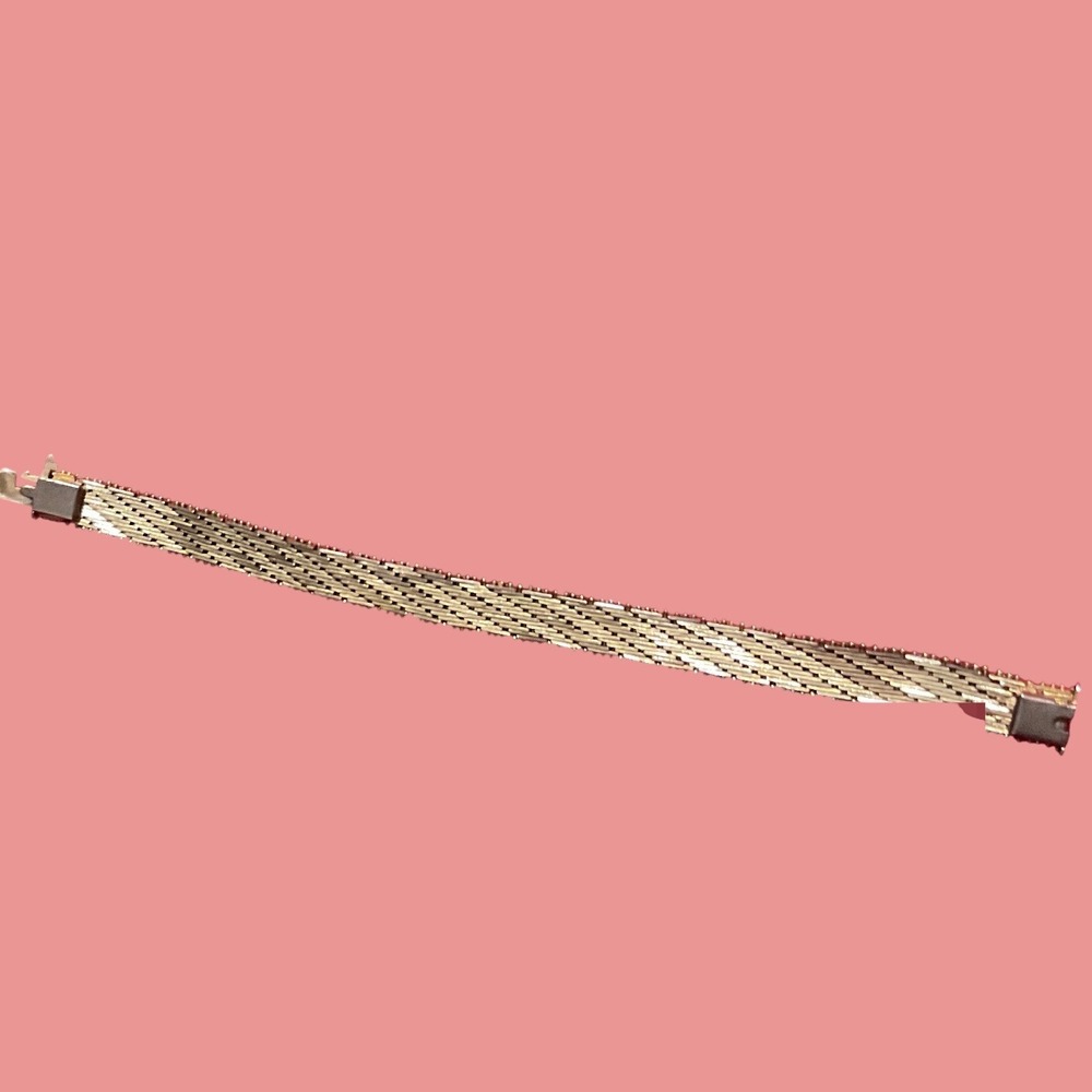 Unbranded Herringbone Bracelet Unisex 7in Silver Excellent Braided Flat Link